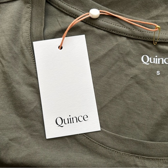 Quince Cotton/Modal Scoop Neck Green Short Sleeve Tee - Picture 2 of 9